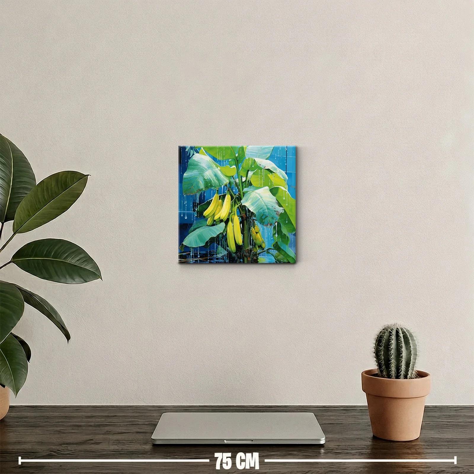 Cuadro decorativo con racimos de plátanos y hojas verdes — miniatura 2