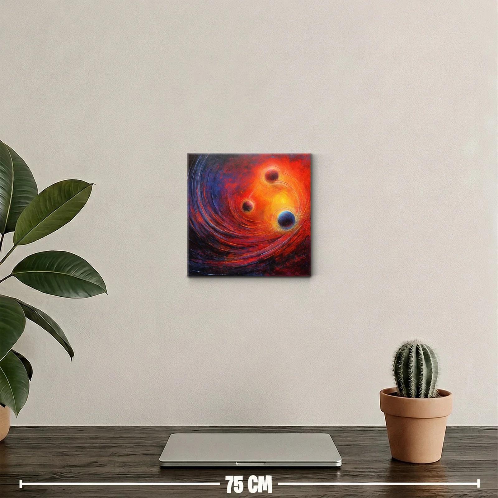 Cuadro abstracto con esferas y energía cósmica brillante — miniatura 2