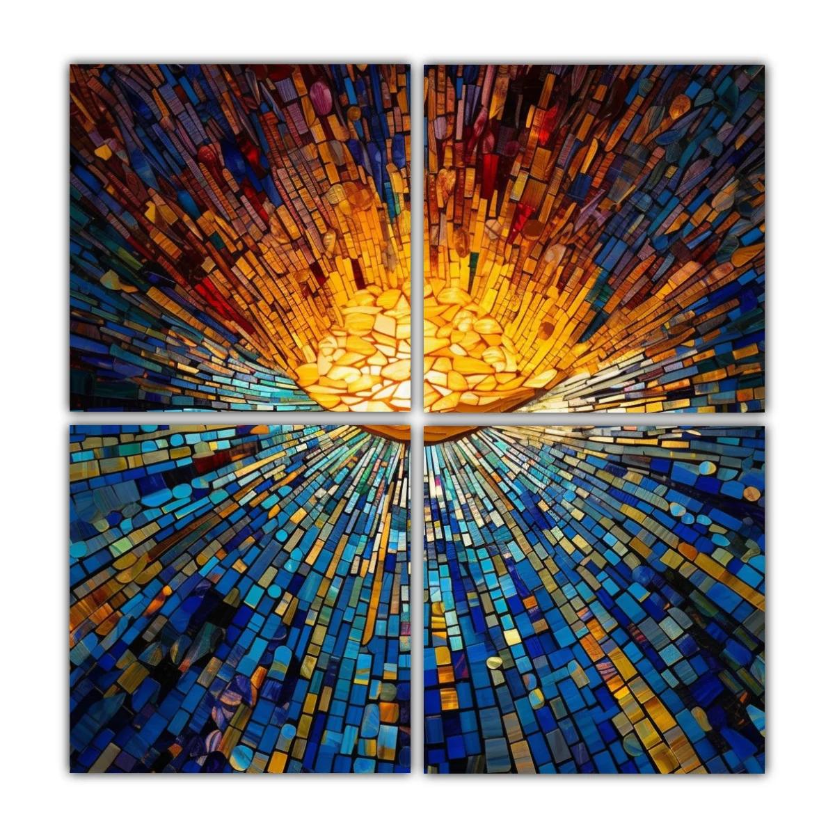 Cuadro abstracto con explosión de colores vibrantes — miniatura 1