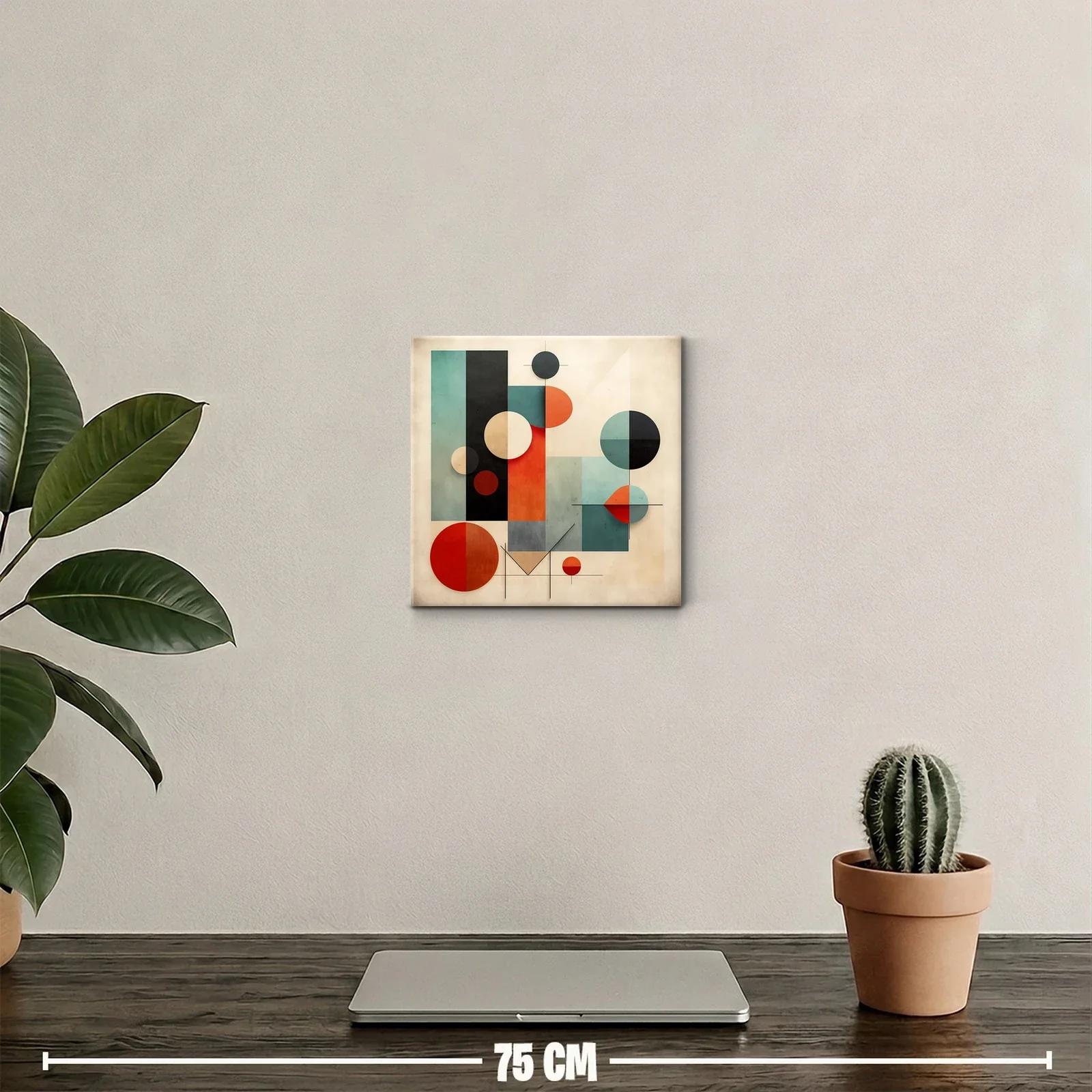Cuadro abstracto con figuras geométricas y tonos cálidos — miniatura 2
