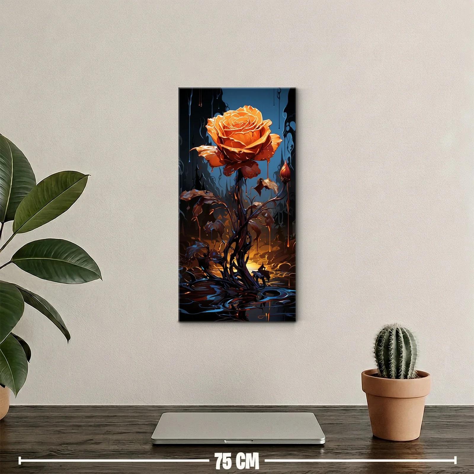 Cuadro rosa naranja con reflejos y goteos — miniatura 2