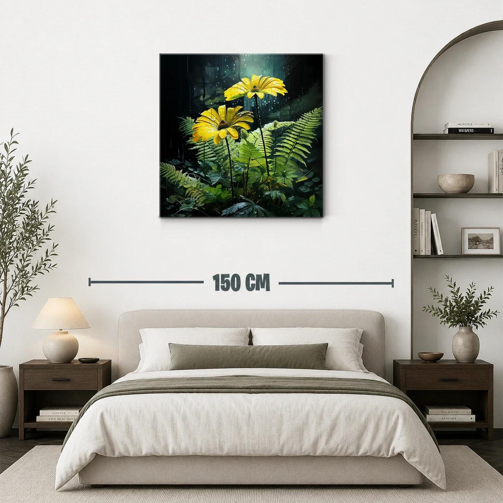 Flores Amarillas Luminosas entre Helechos Verdes — miniatura 3