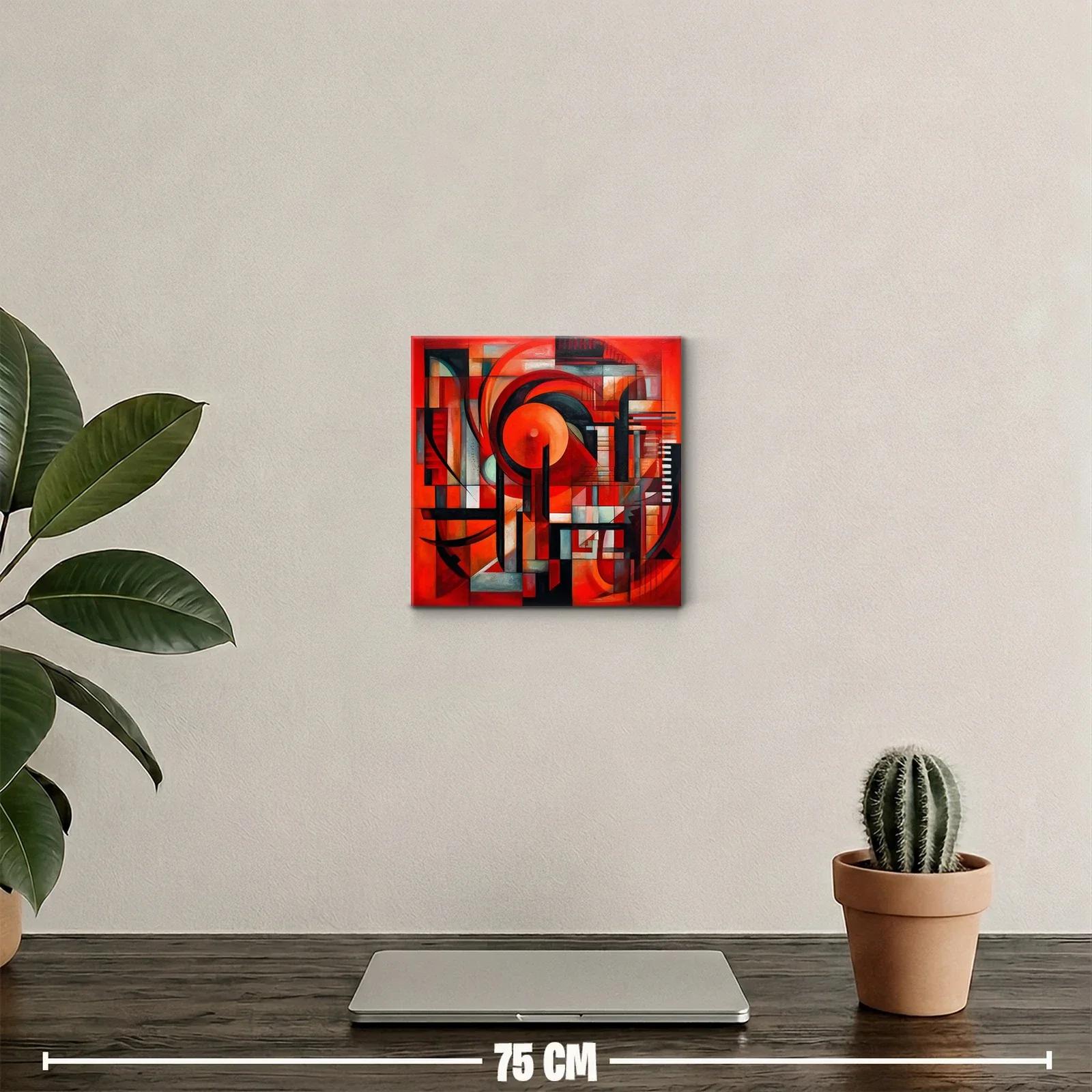 Composición geométrica dinámica en tonos rojos vibrantes — miniatura 2