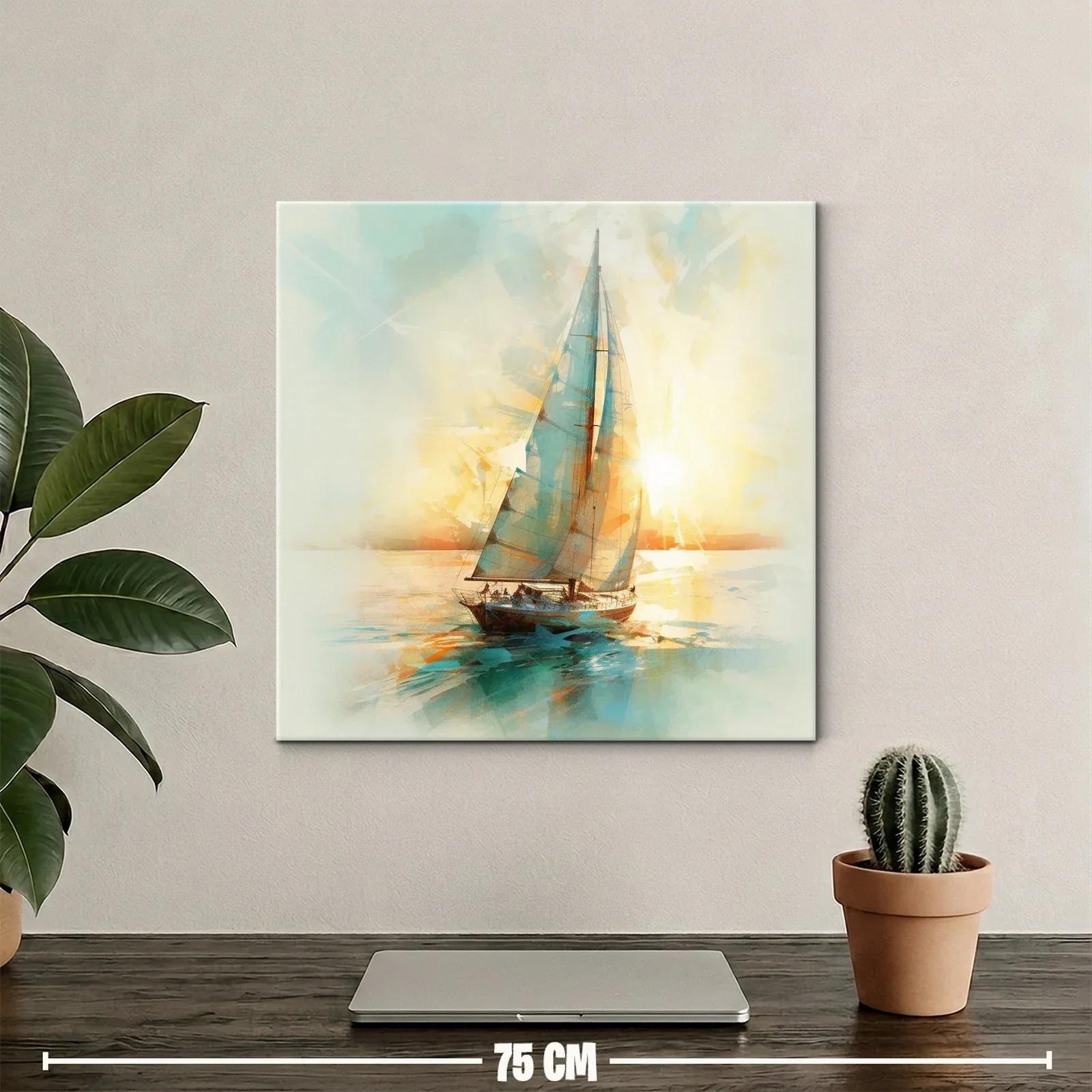 Vela navegando al atardecer con luz cálida y mar sereno — miniatura 2