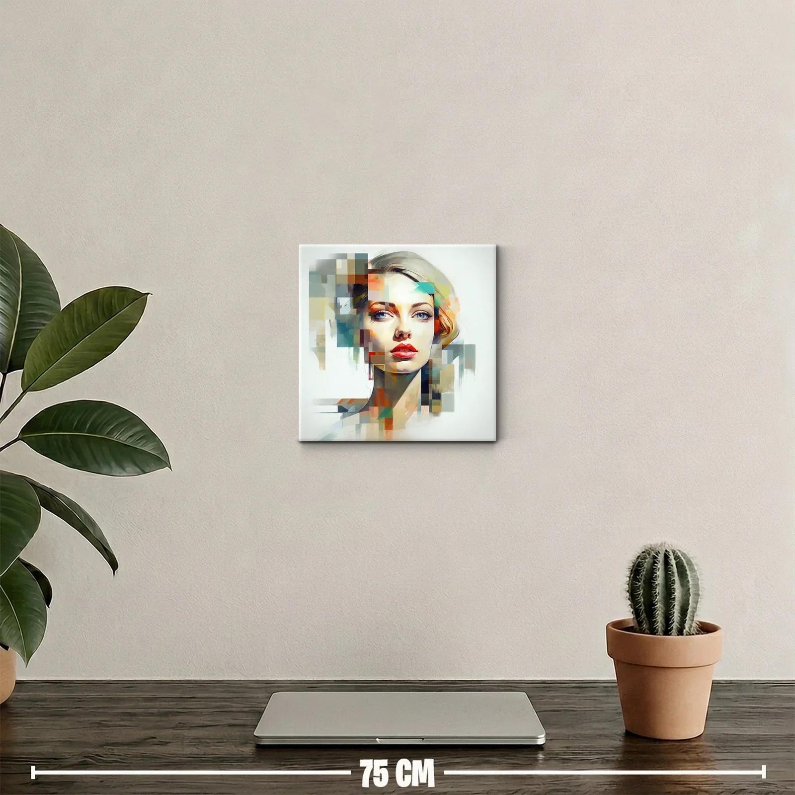Retrato moderno femenino con tonos vibrantes y geometricos — miniatura 2