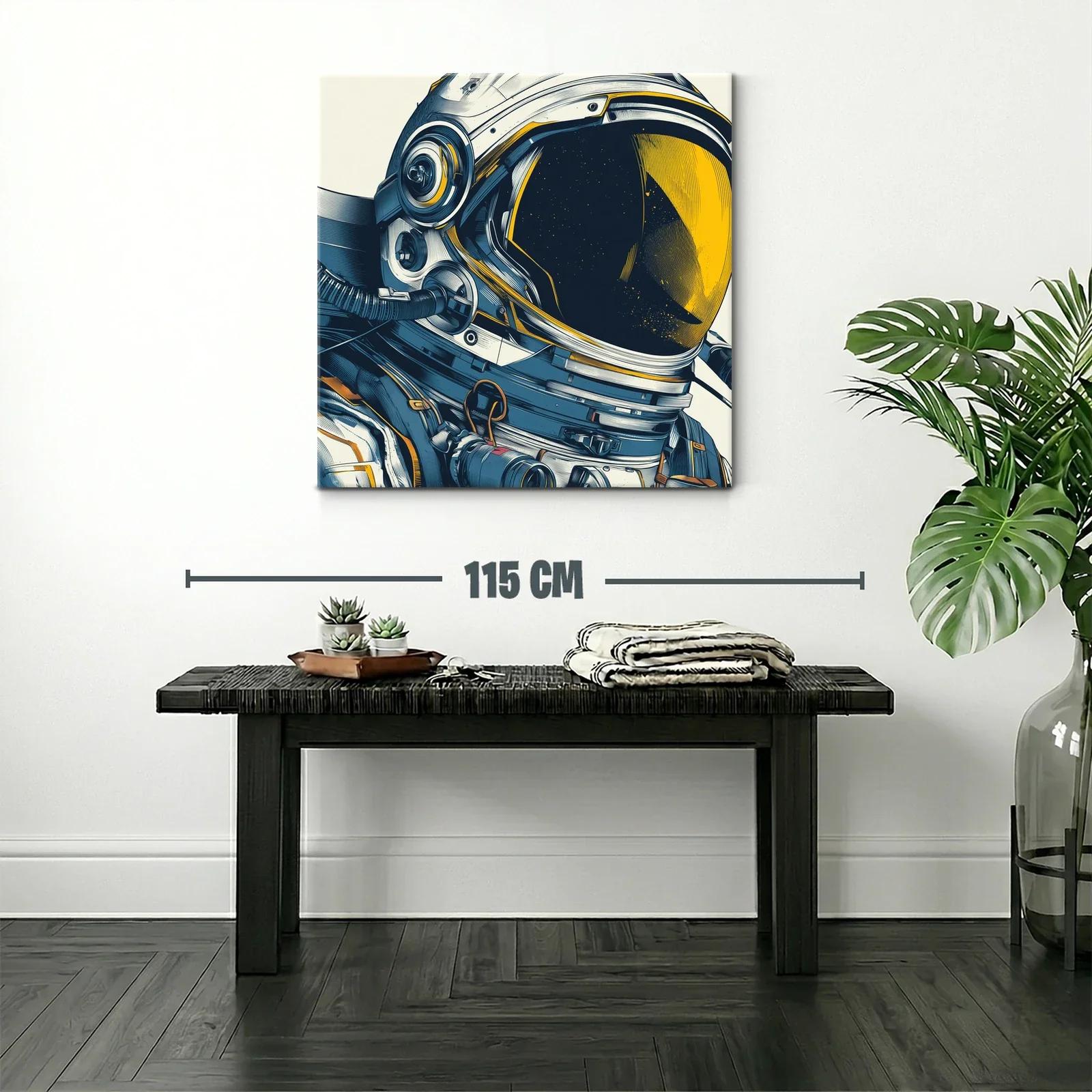Cuadro astronauta futurista con detalles en azul y amarillo — miniatura 2