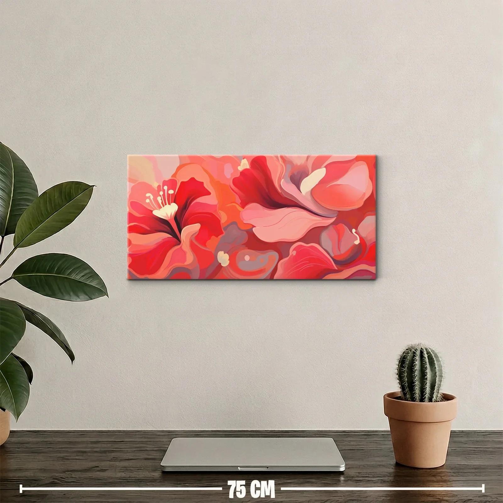Cuadro amapolas rojas y rosadas con pétalos superpuestos — miniatura 2