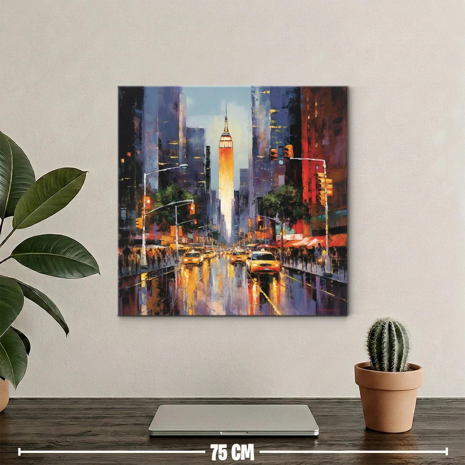 Atardecer vibrante en la ciudad con taxis amarillos — miniatura 2