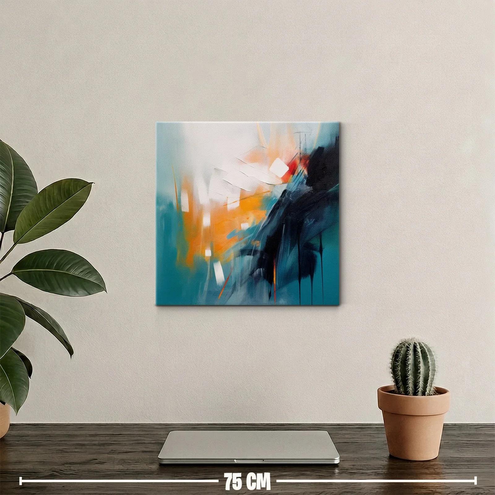 Cuadro abstracto con vibrantes tonos cálidos y fríos — miniatura 2