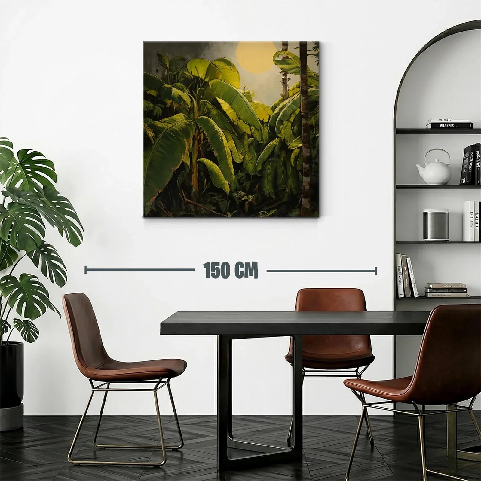 Cuadro tropical con hojas de plátano y sol radiante — miniatura 2