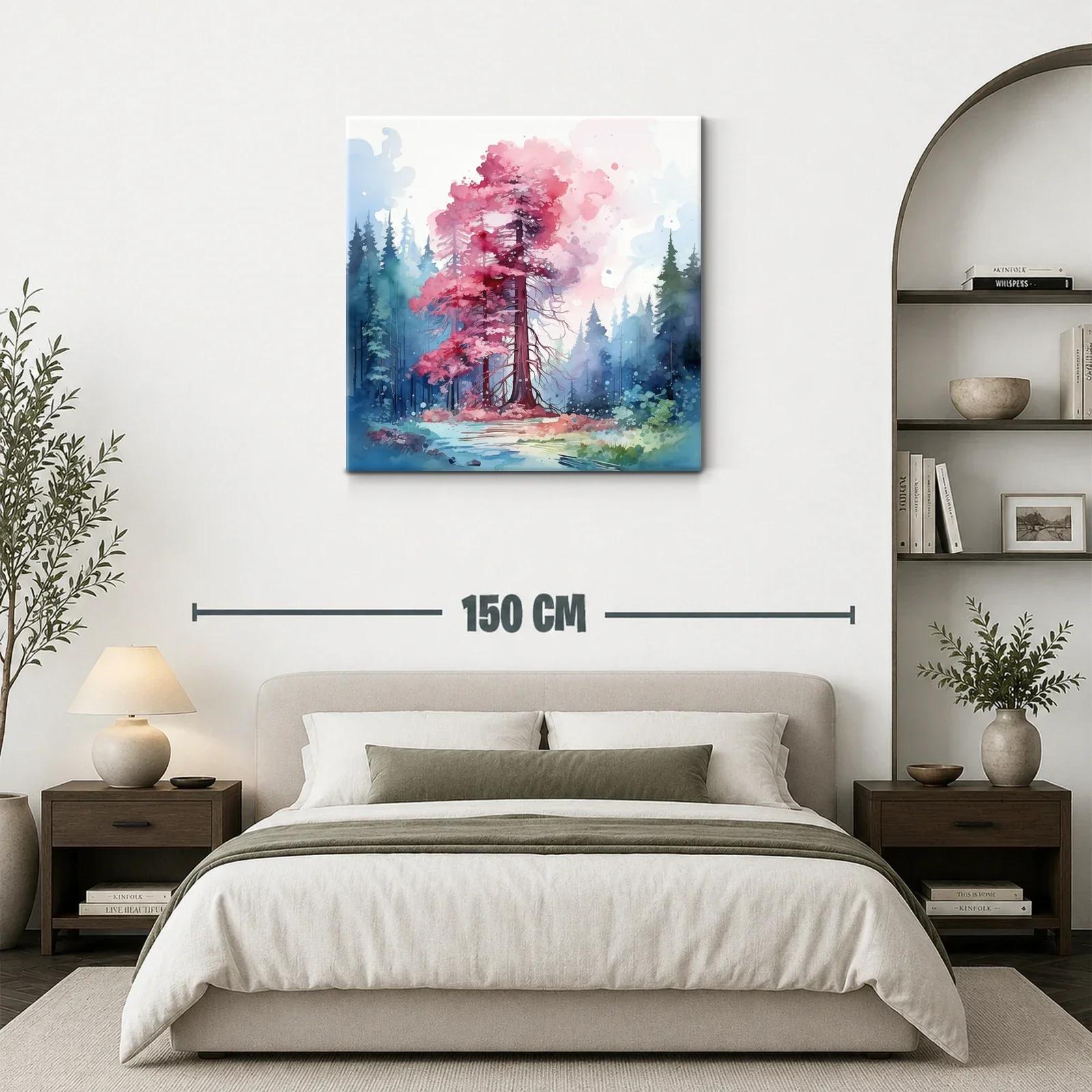 Bosque encantado con árbol de follaje rosa vibrante — miniatura 3