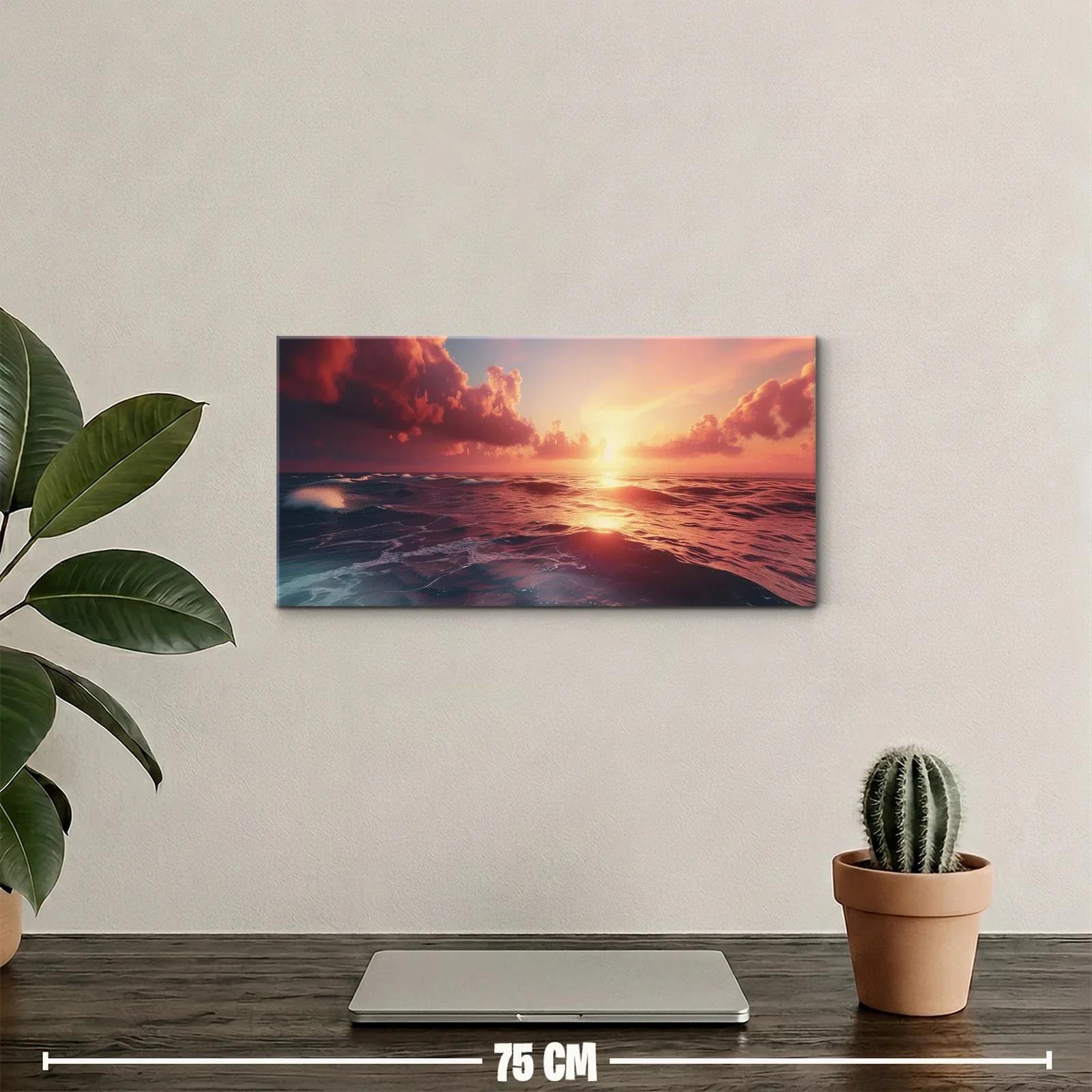 Cuadro atardecer sobre el mar con reflejo luminoso — miniatura 2