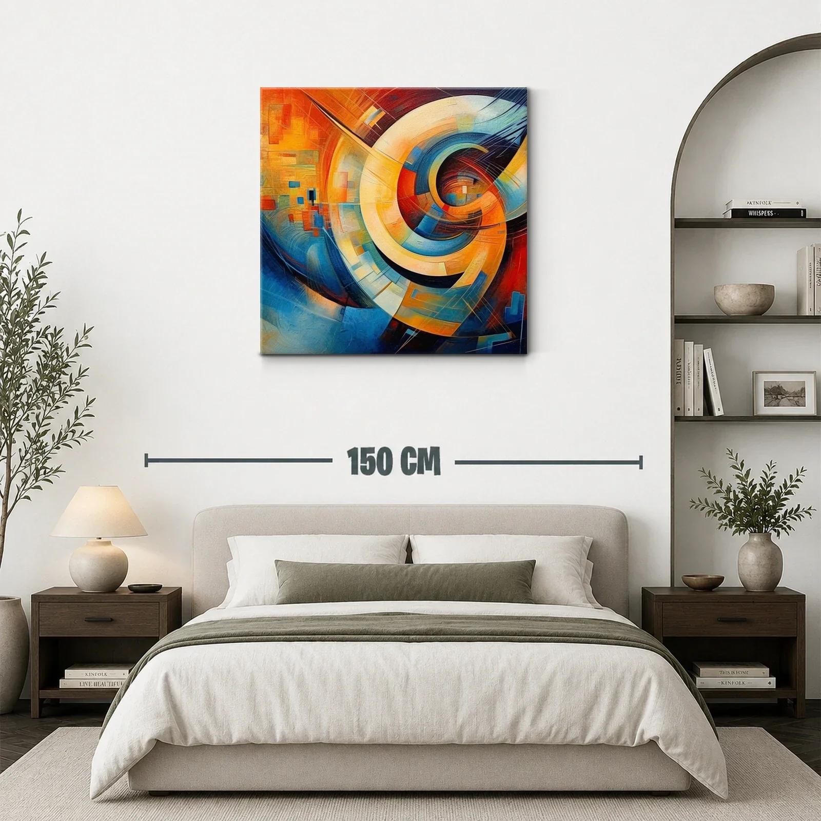 Cuadro abstracto con dinámicas formas y tonos vibrantes — miniatura 3