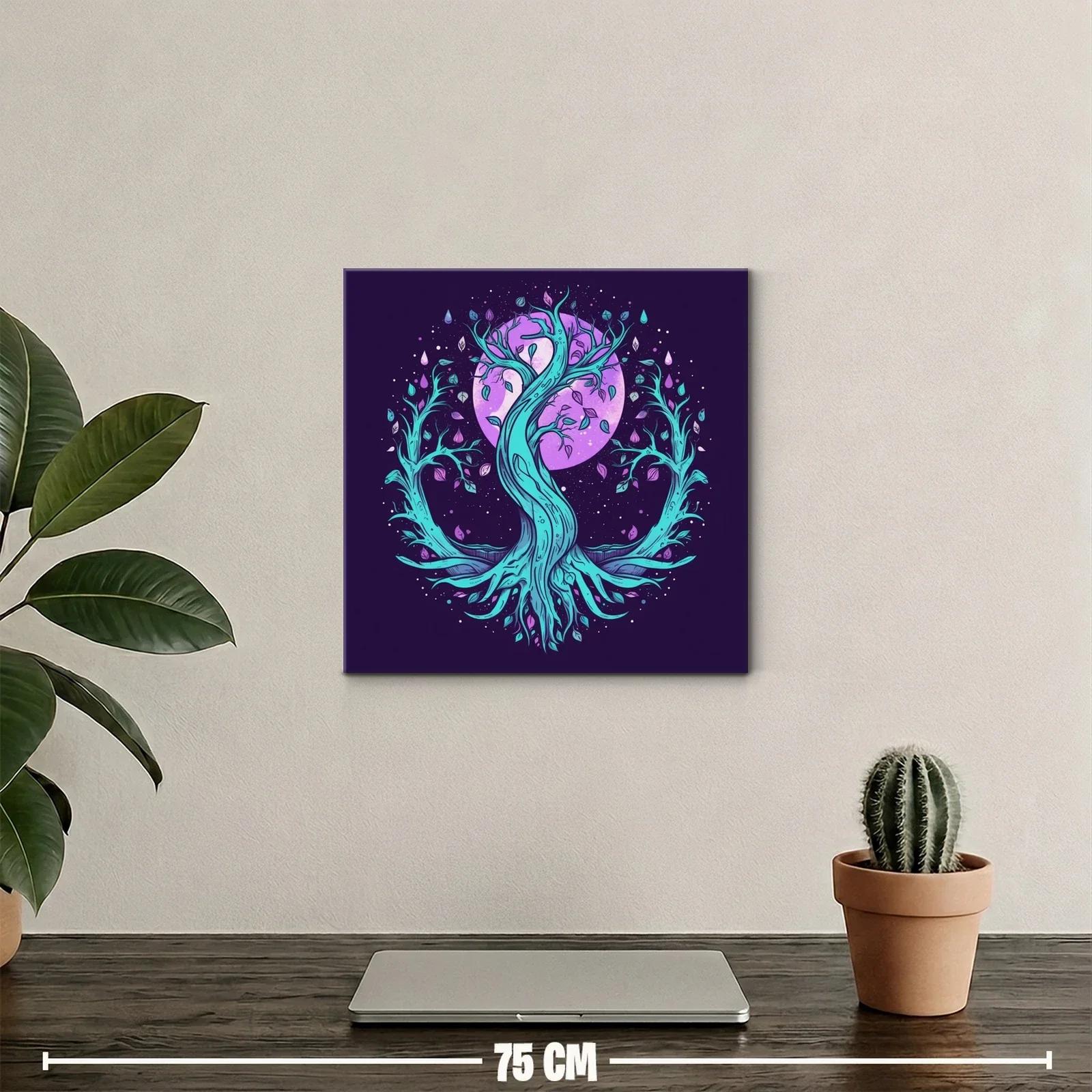 Árbol místico con luna púrpura y ramas vibrantes — miniatura 2