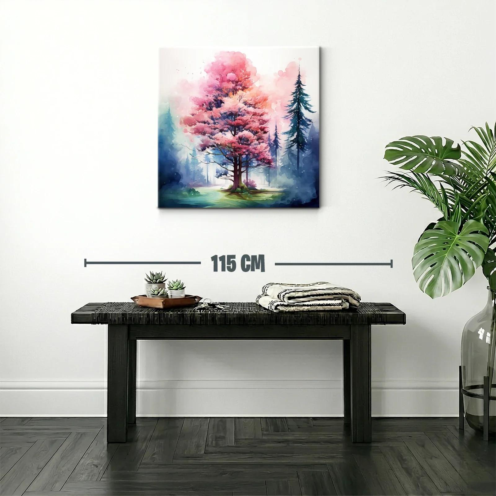 Árbol rosa en bosque mágico con tonos suaves y vibrantes — miniatura 2