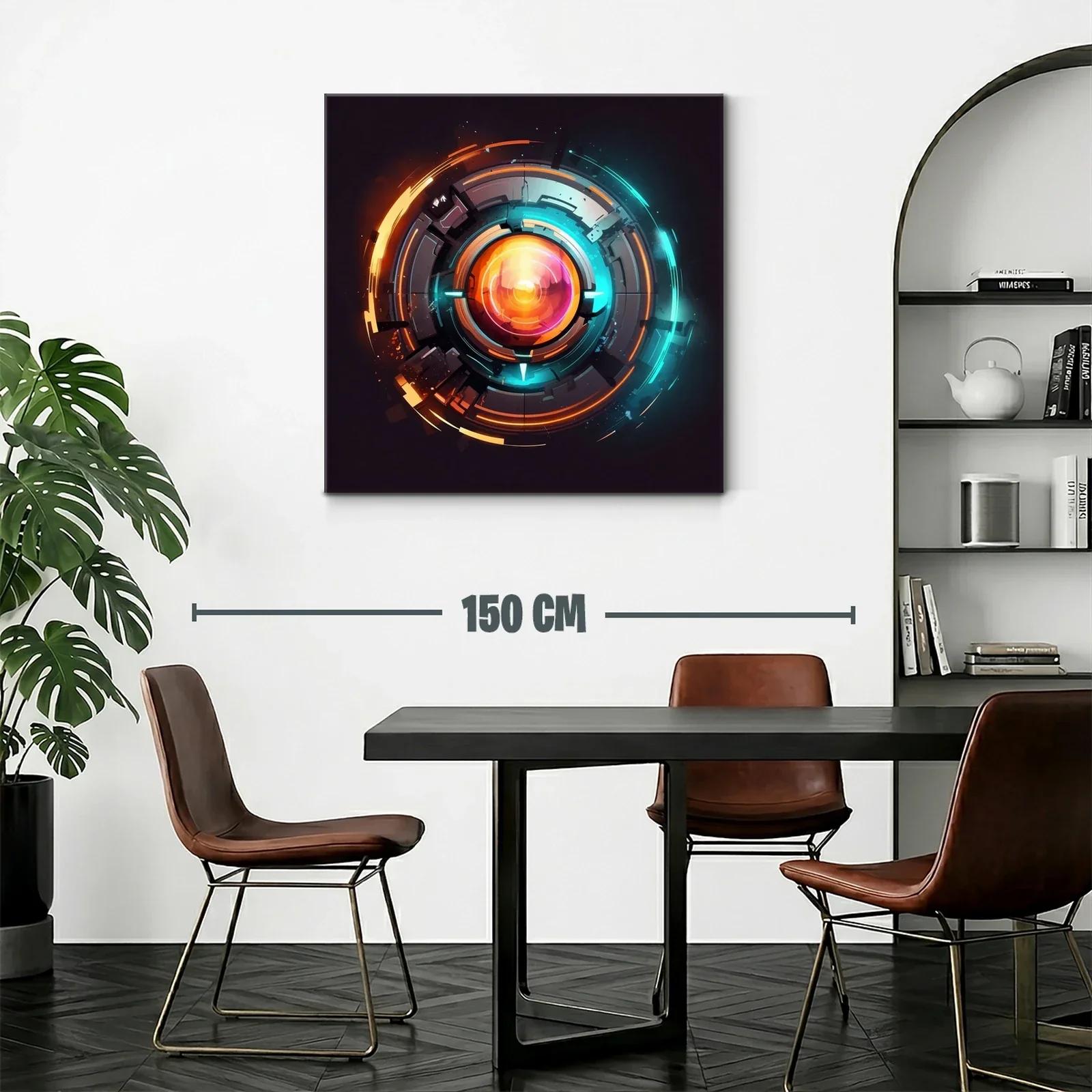 Cuadro abstracto de círculos tecnológicos vibrantes — miniatura 2