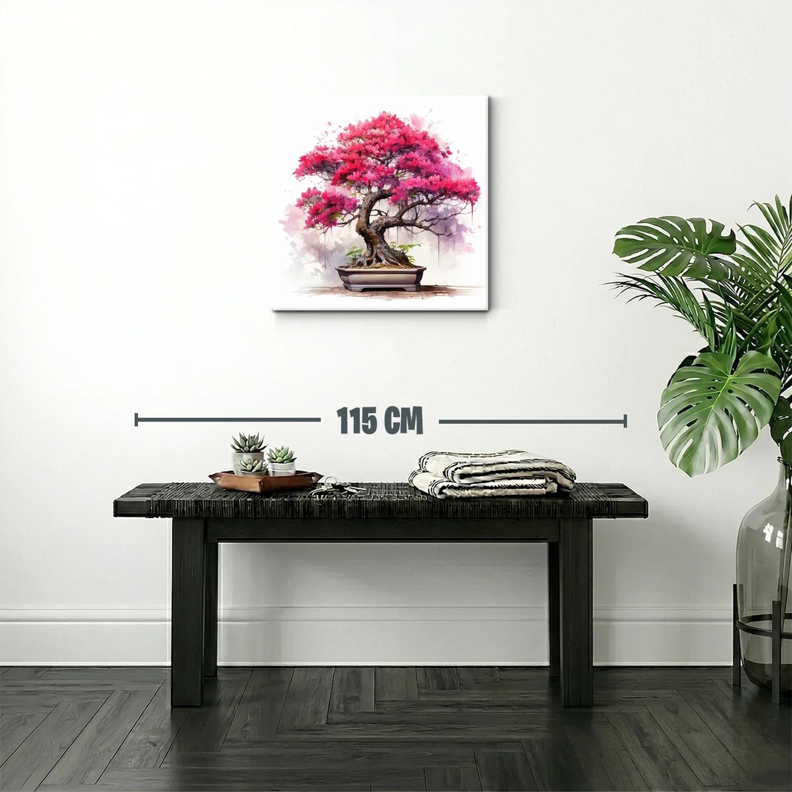 Cuadro con árbol bonsái en vibrantes tonos rosas y morados — miniatura 2