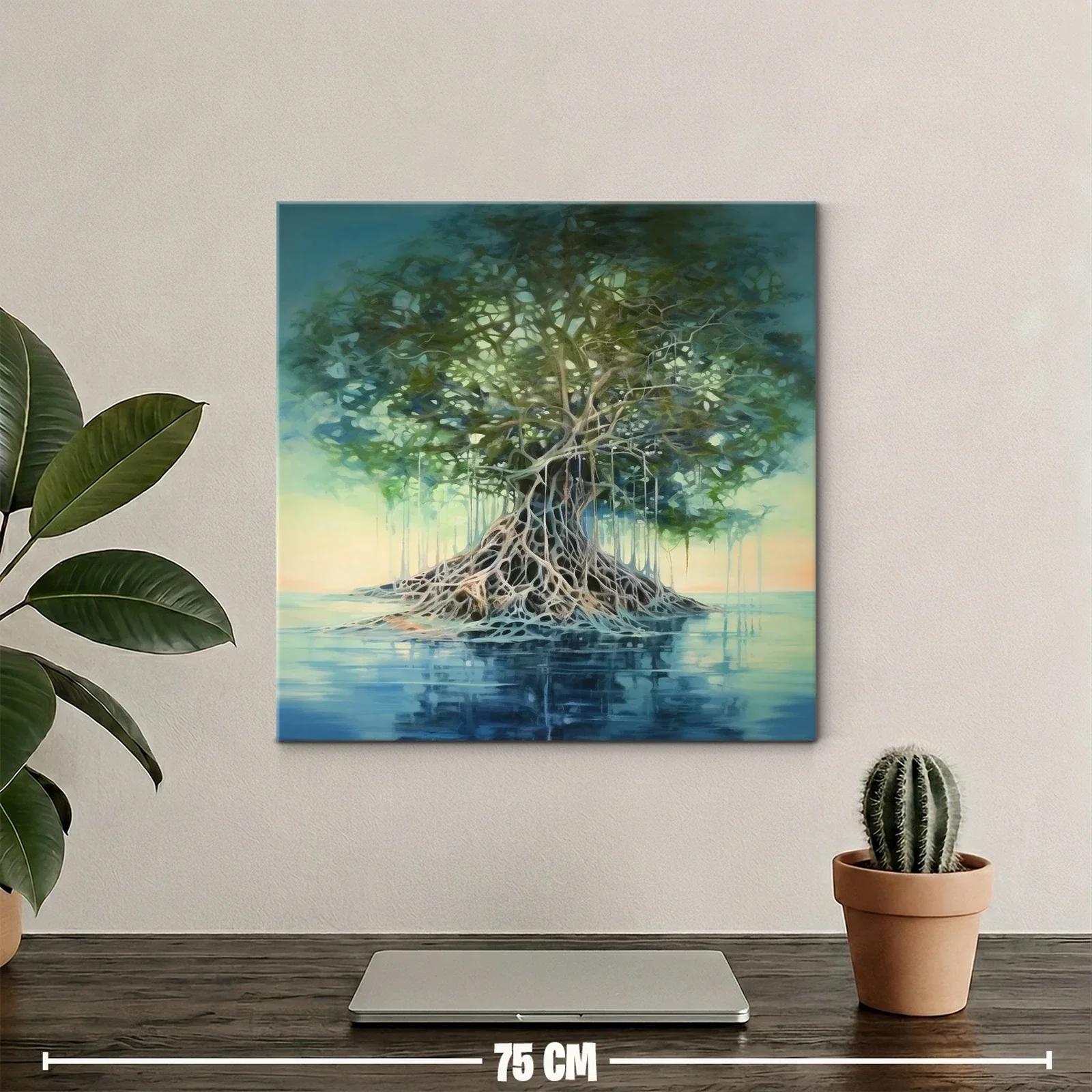 Árbol enraizado en agua con tonos suaves y verdes — miniatura 2