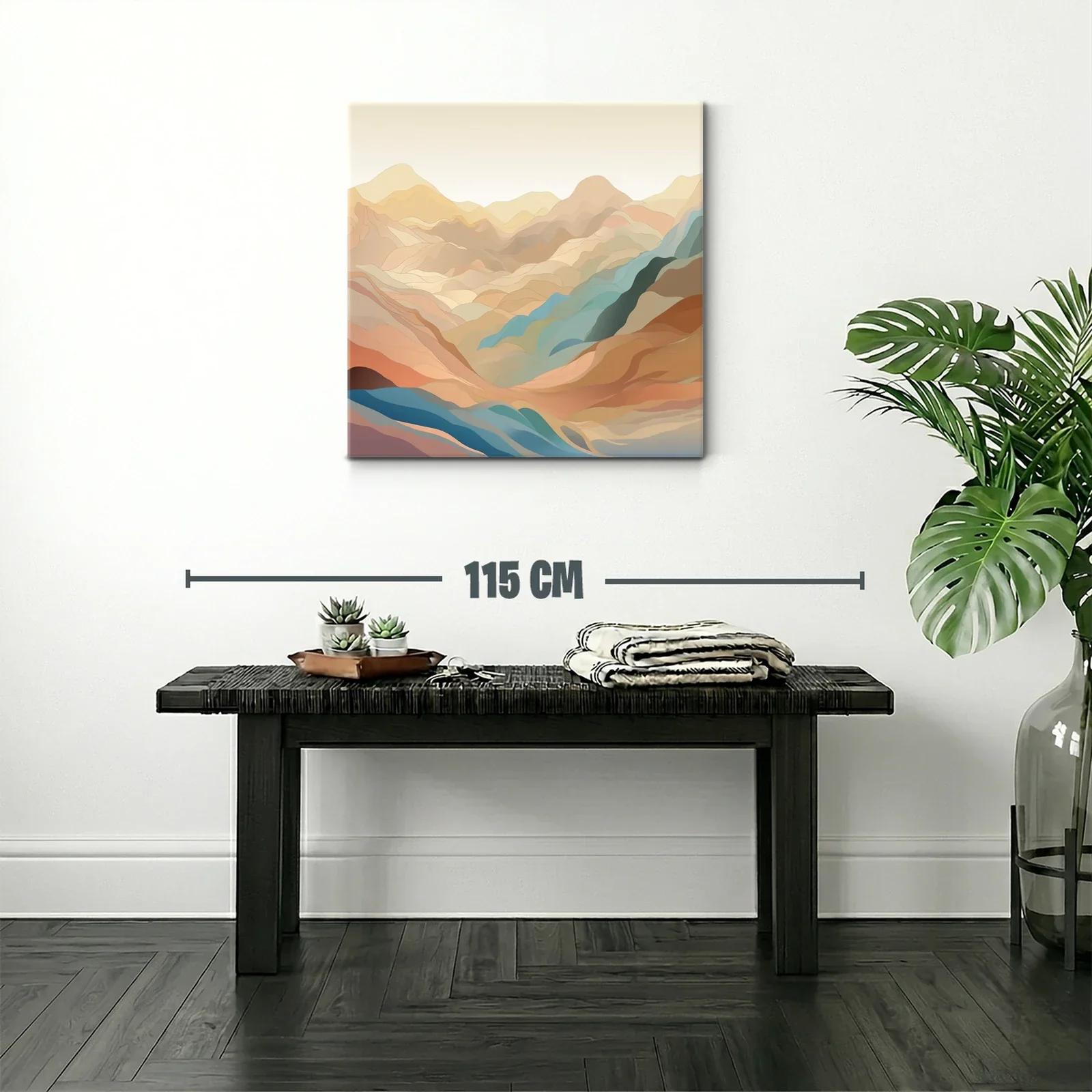 Paisaje abstracto de montañas en tonos cálidos y fríos suaves — miniatura 2