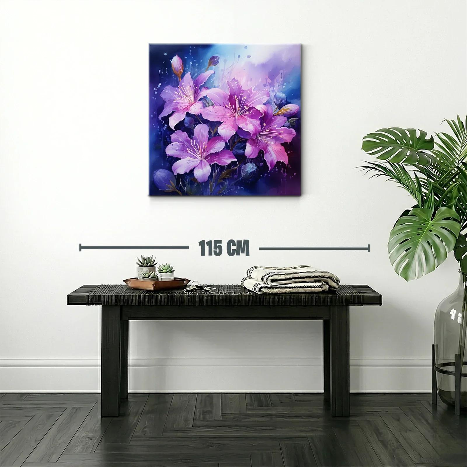 Cuadro con diseño floral en tonos violetas y lilas delicados — miniatura 2