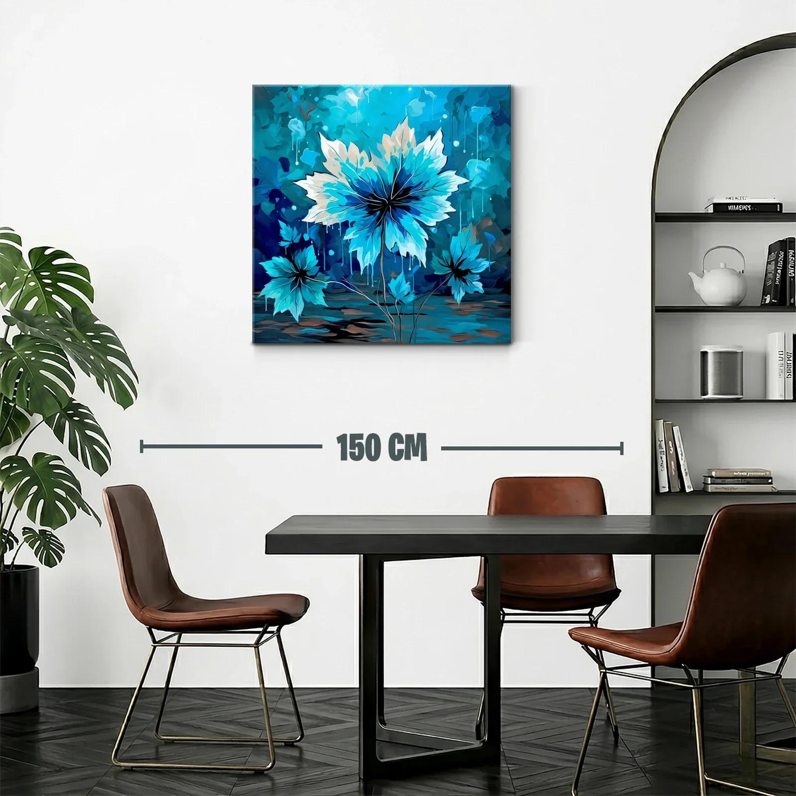 Cuadro floral en tonos azules para espacios modernos — miniatura 2