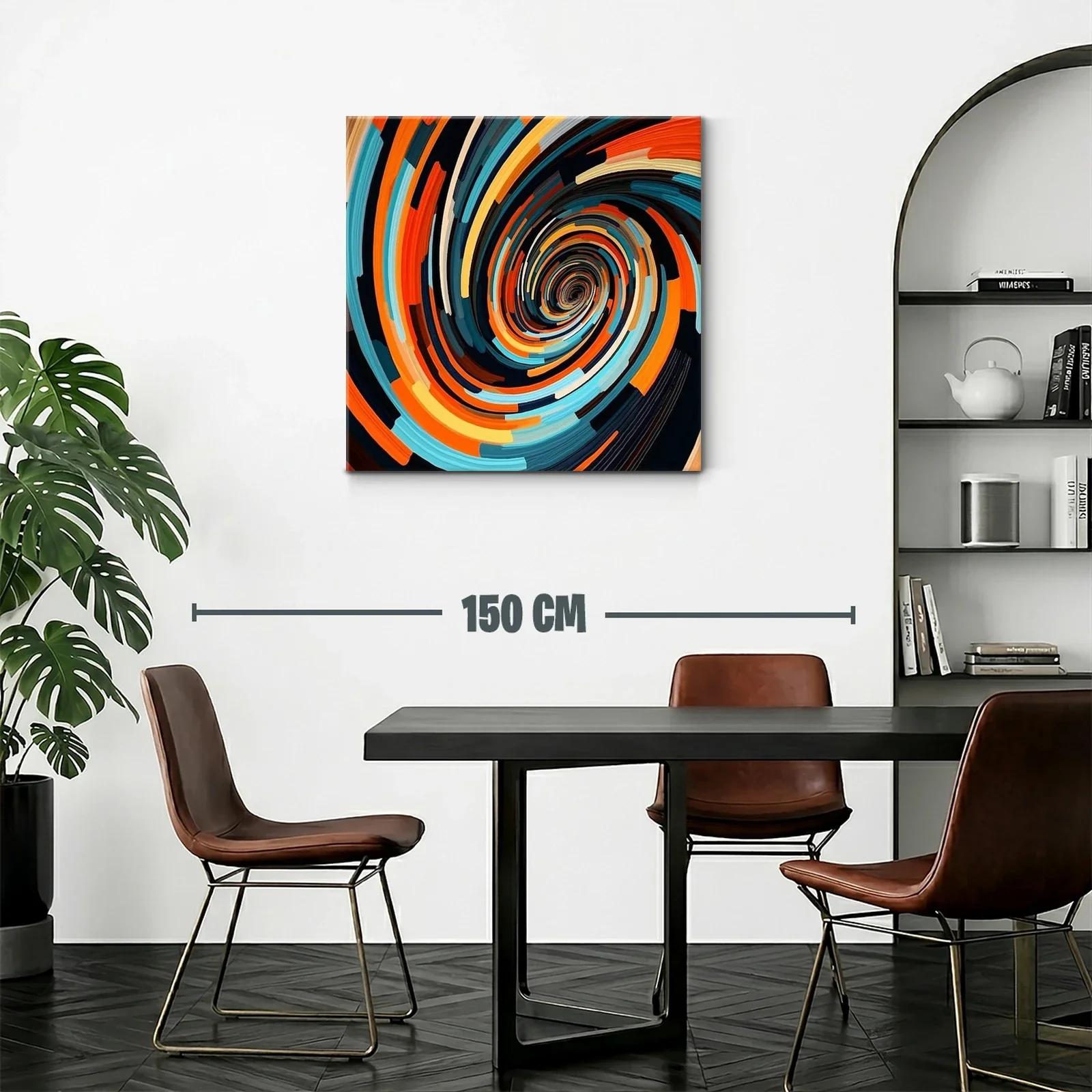 Cuadro abstracto en espiral con vibrantes tonos cálidos y fríos — miniatura 2
