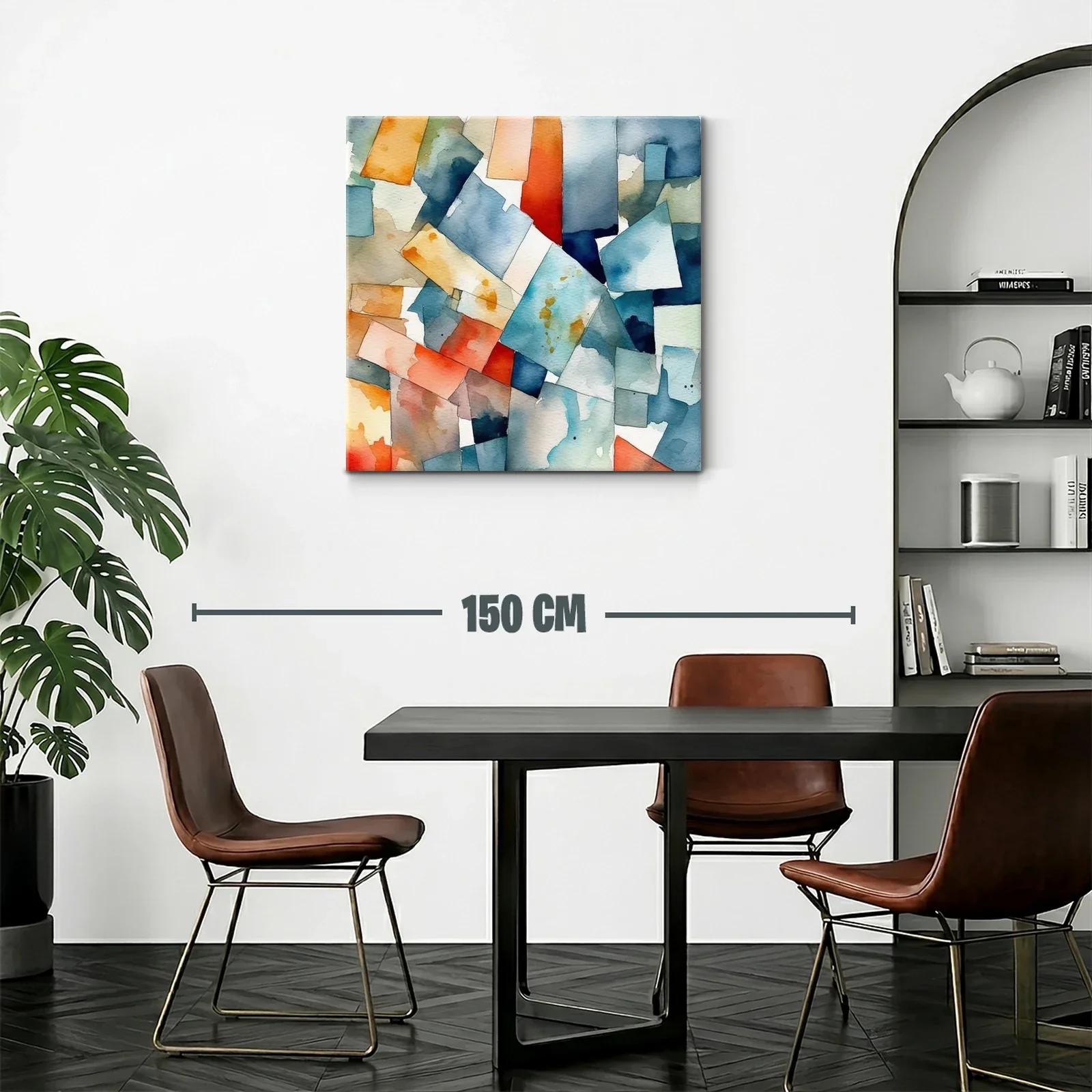 Composición abstracta con tonos cálidos y fríos vibrantes — miniatura 2