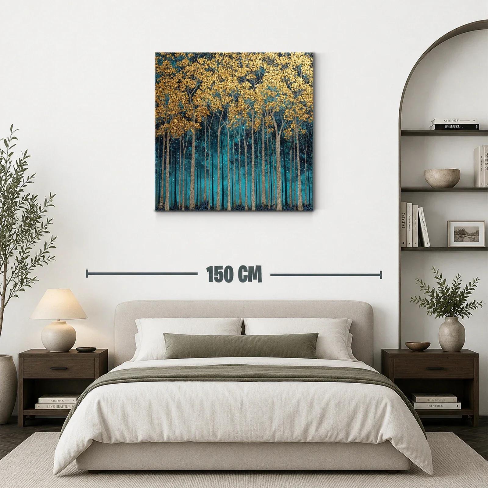 Bosque dorado bajo un cielo estrellado azul intenso — miniatura 3