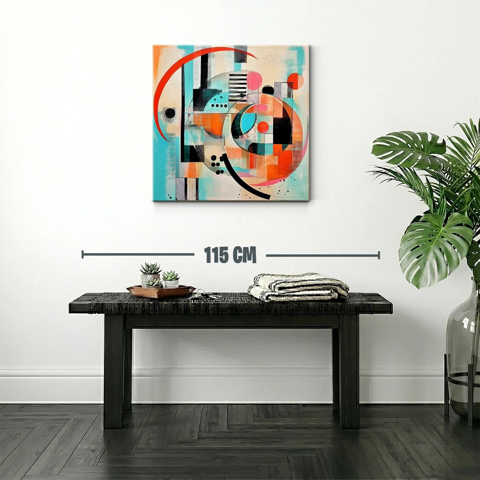 Composición abstracta con círculos y líneas en tonos vivos — miniatura 2