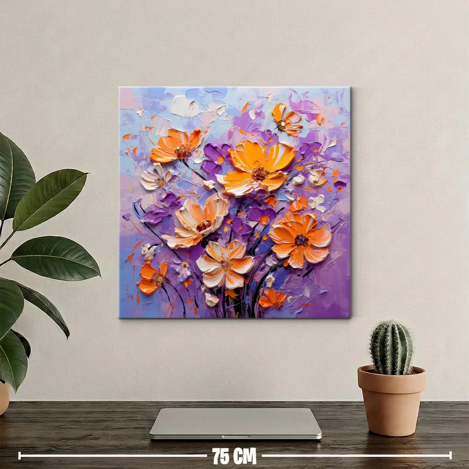 Ramo moderno con flores naranjas y violetas vibrantes — miniatura 2