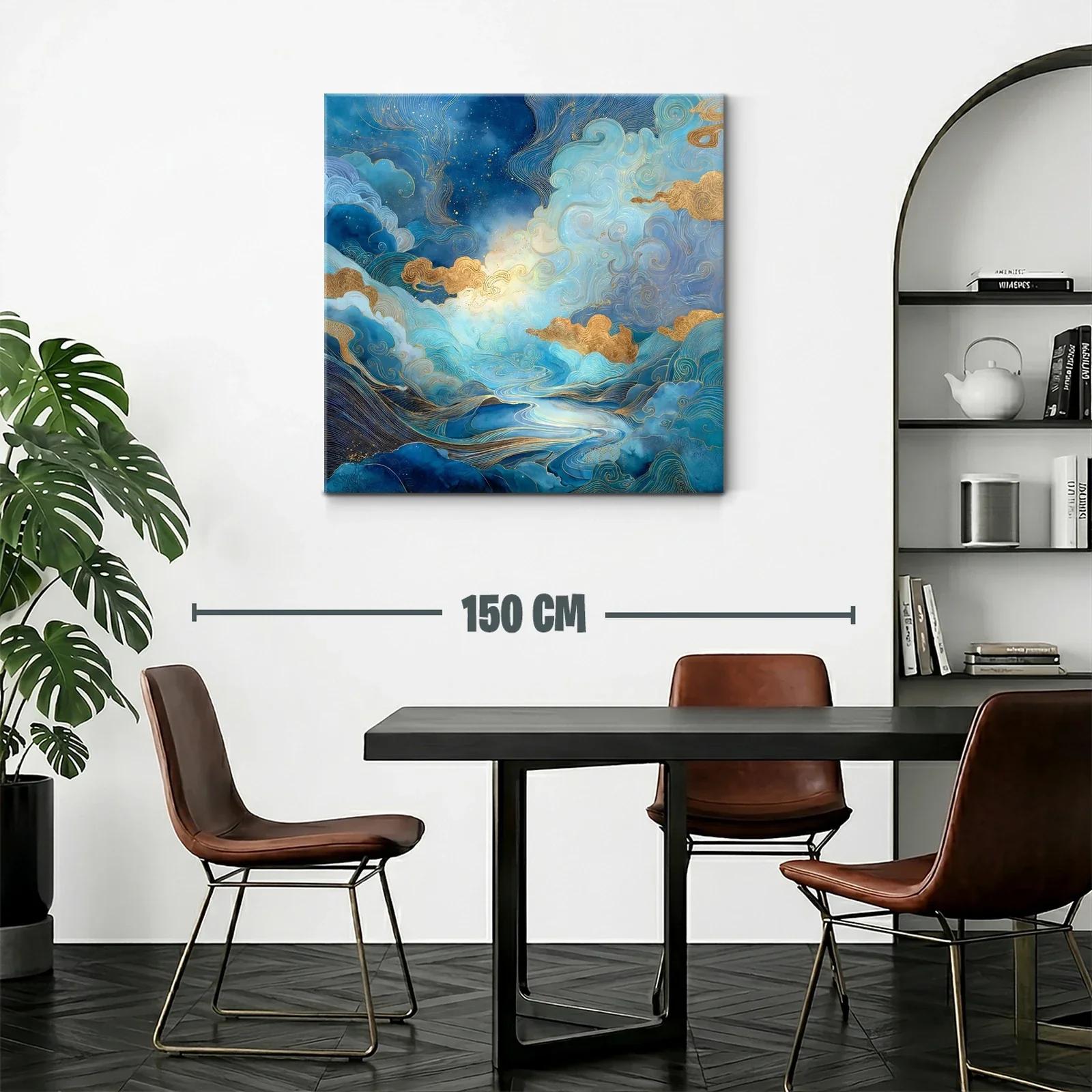 Paisaje onírico en tonos azules y dorados luminosos — miniatura 2
