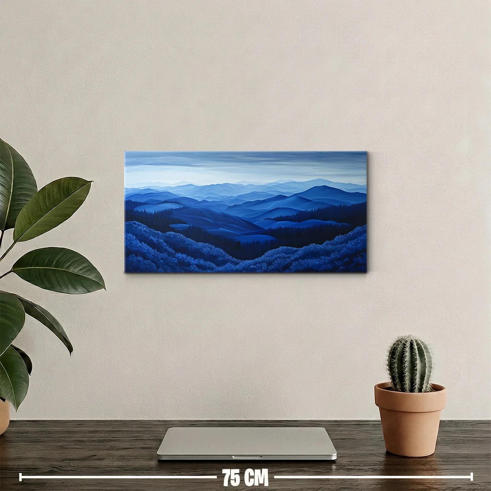 Cuadro paisaje de montañas azules con gradación de color — miniatura 2