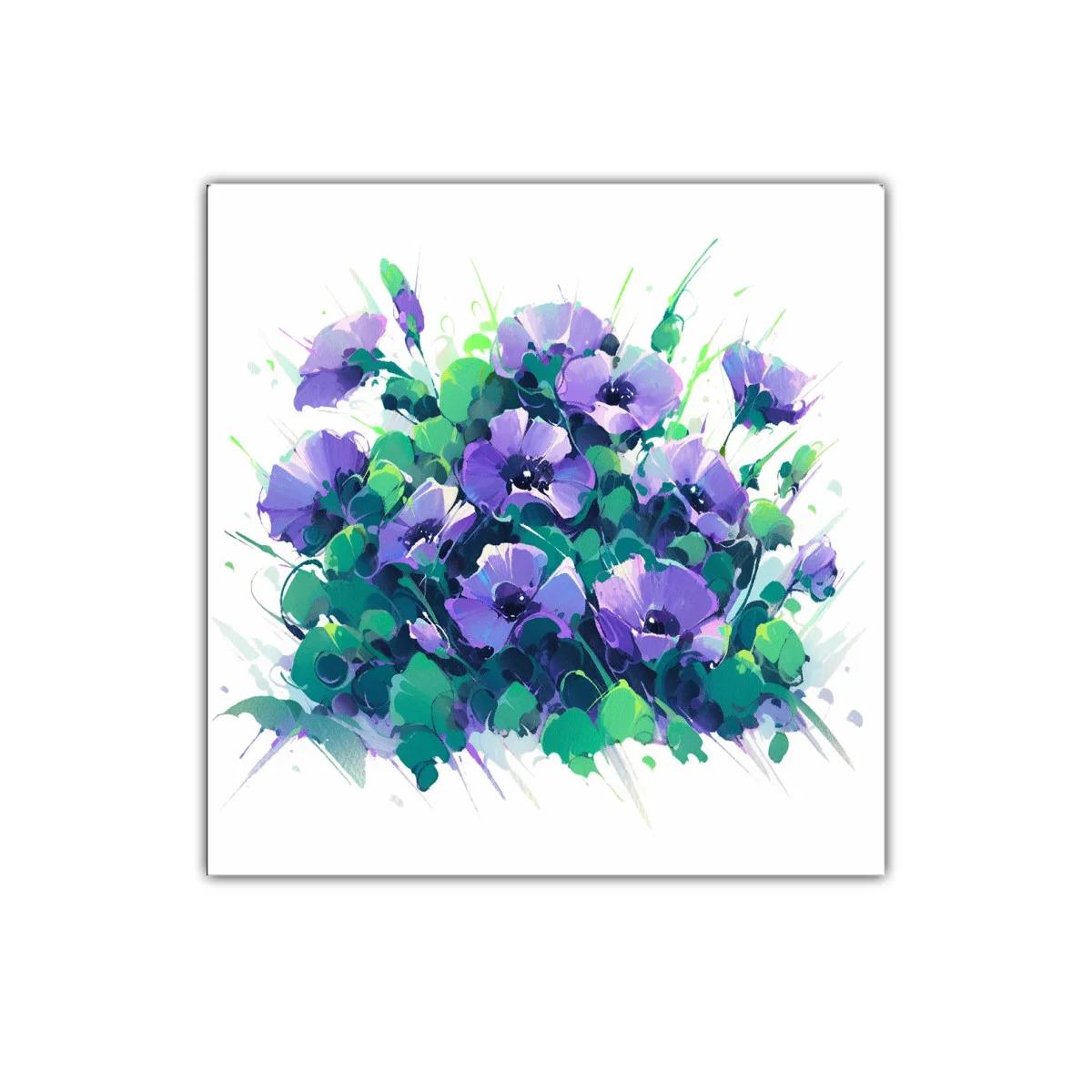 Ramo vibrante de flores moradas y verdes frescos