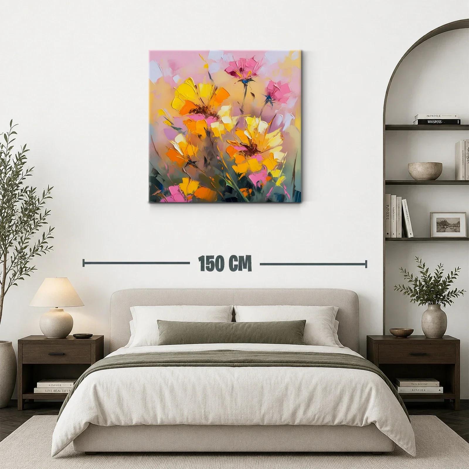 Cuadro floral abstracto en tonos cálidos y vibrantes — miniatura 3