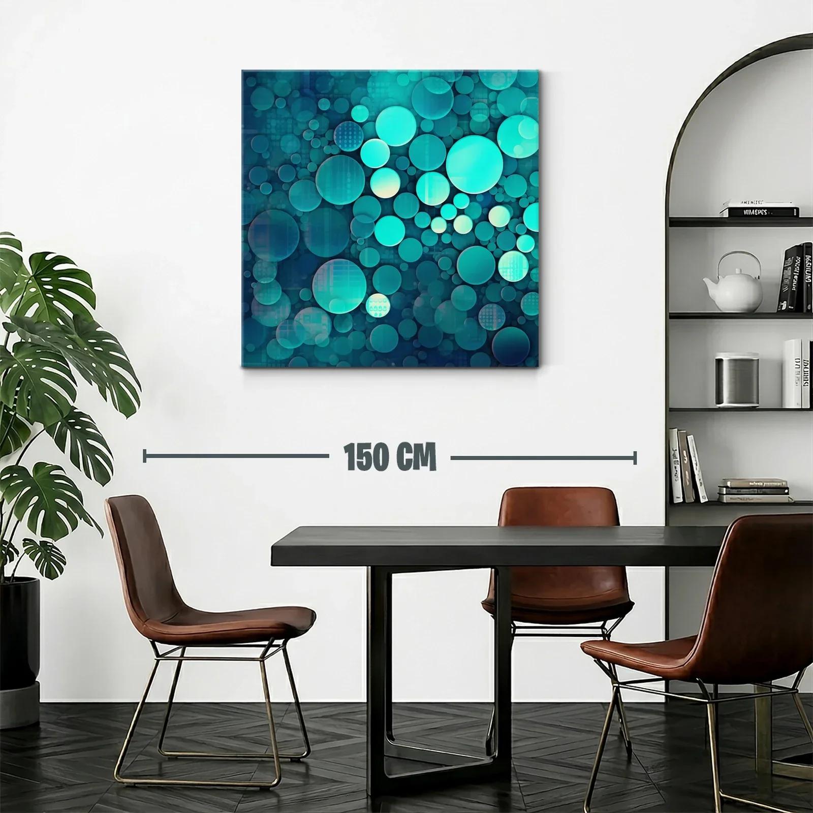 Composición abstracta con círculos en tonos turquesa y azul — miniatura 2