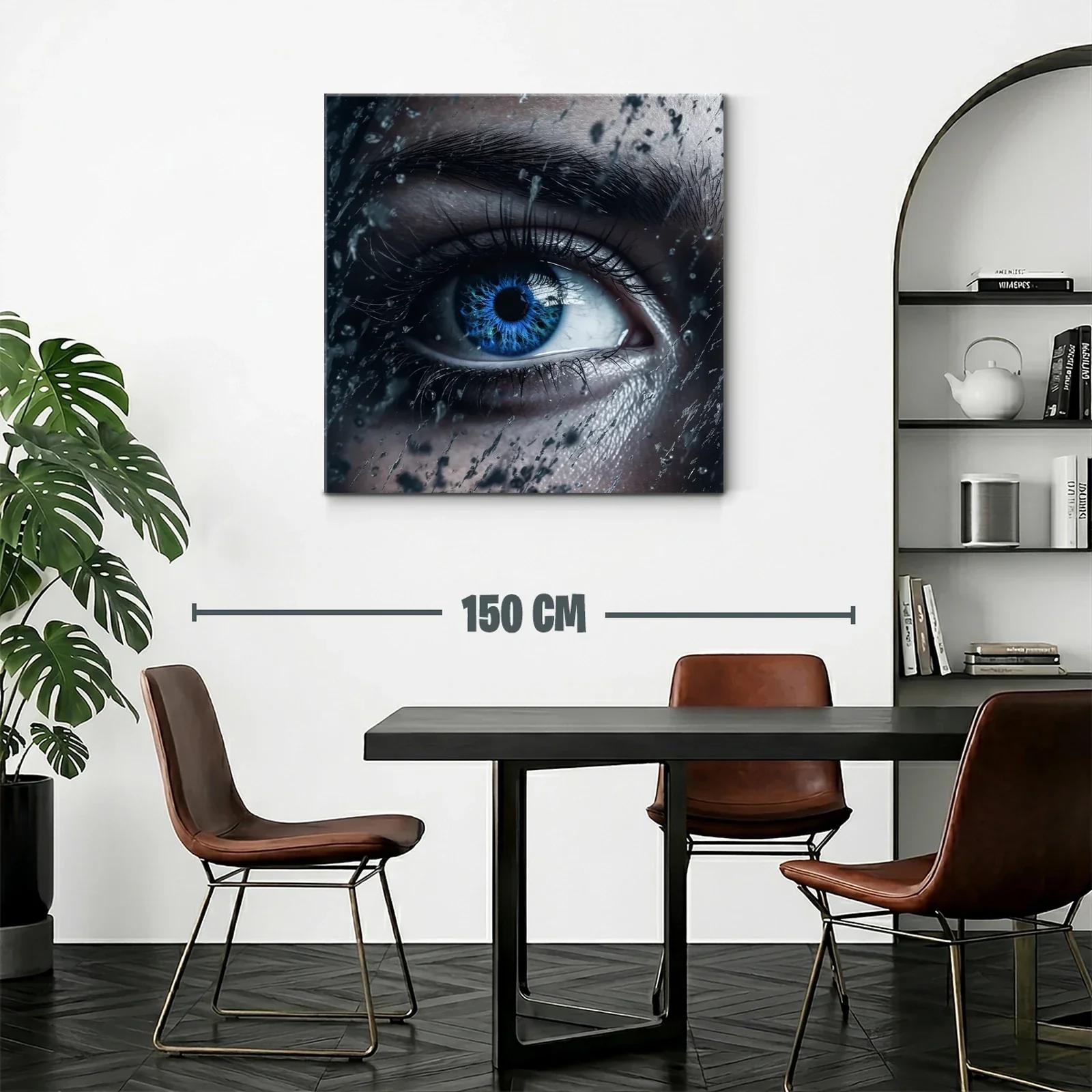Impactante mirada azul con gotas en primer plano — miniatura 2