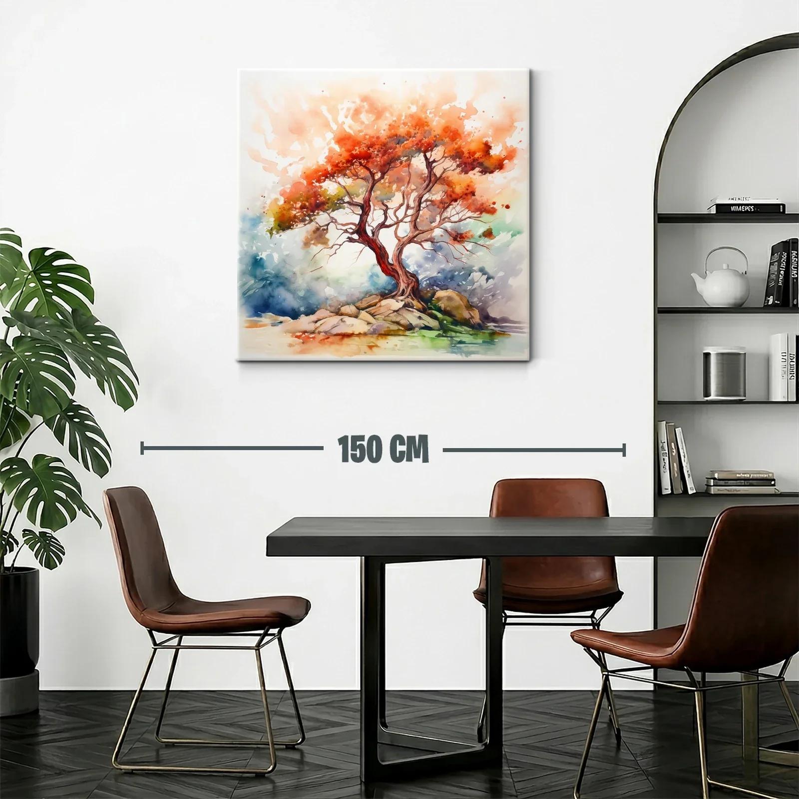 Árbol con follaje cálido y vibrante sobre rocas — miniatura 2