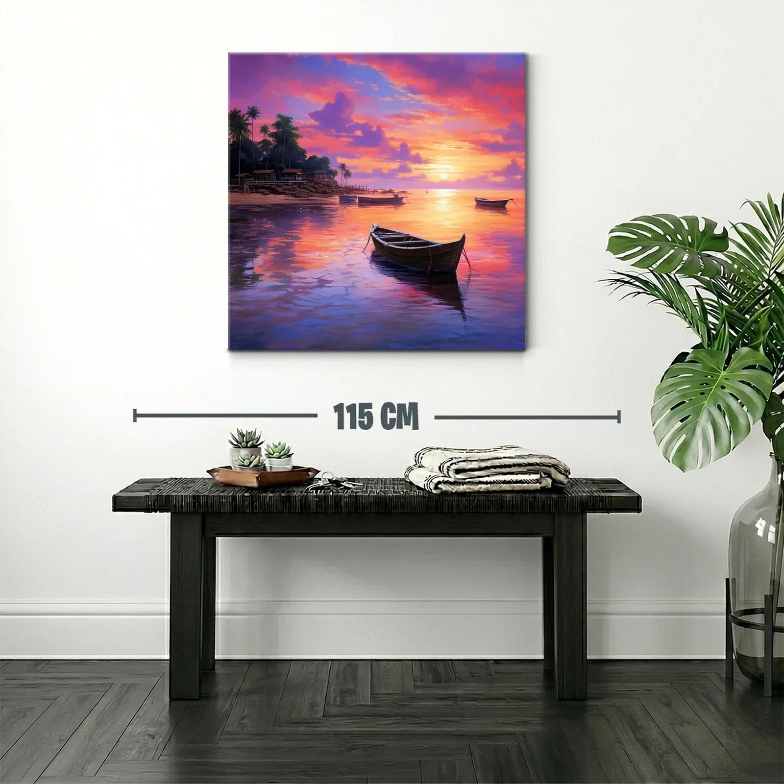 Atardecer sereno con barcos en aguas tranquilas — miniatura 2