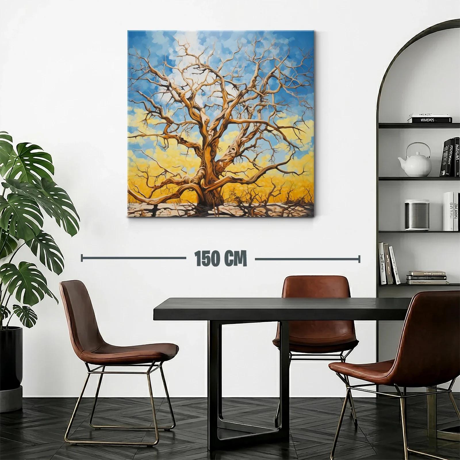 Árbol desnudo con cielo vibrante y fondo amarillo — miniatura 2