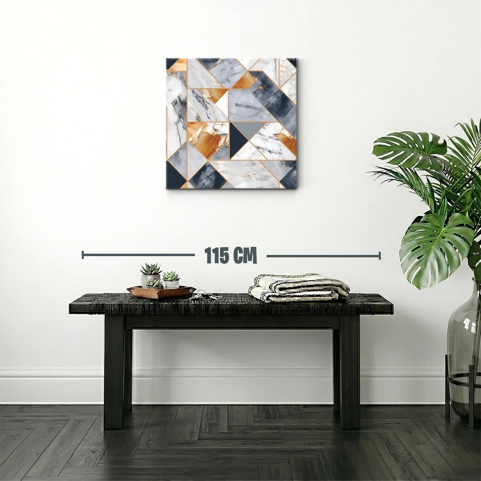 Cuadro abstracto en tonos dorados y grises elegante y moderno — miniatura 2
