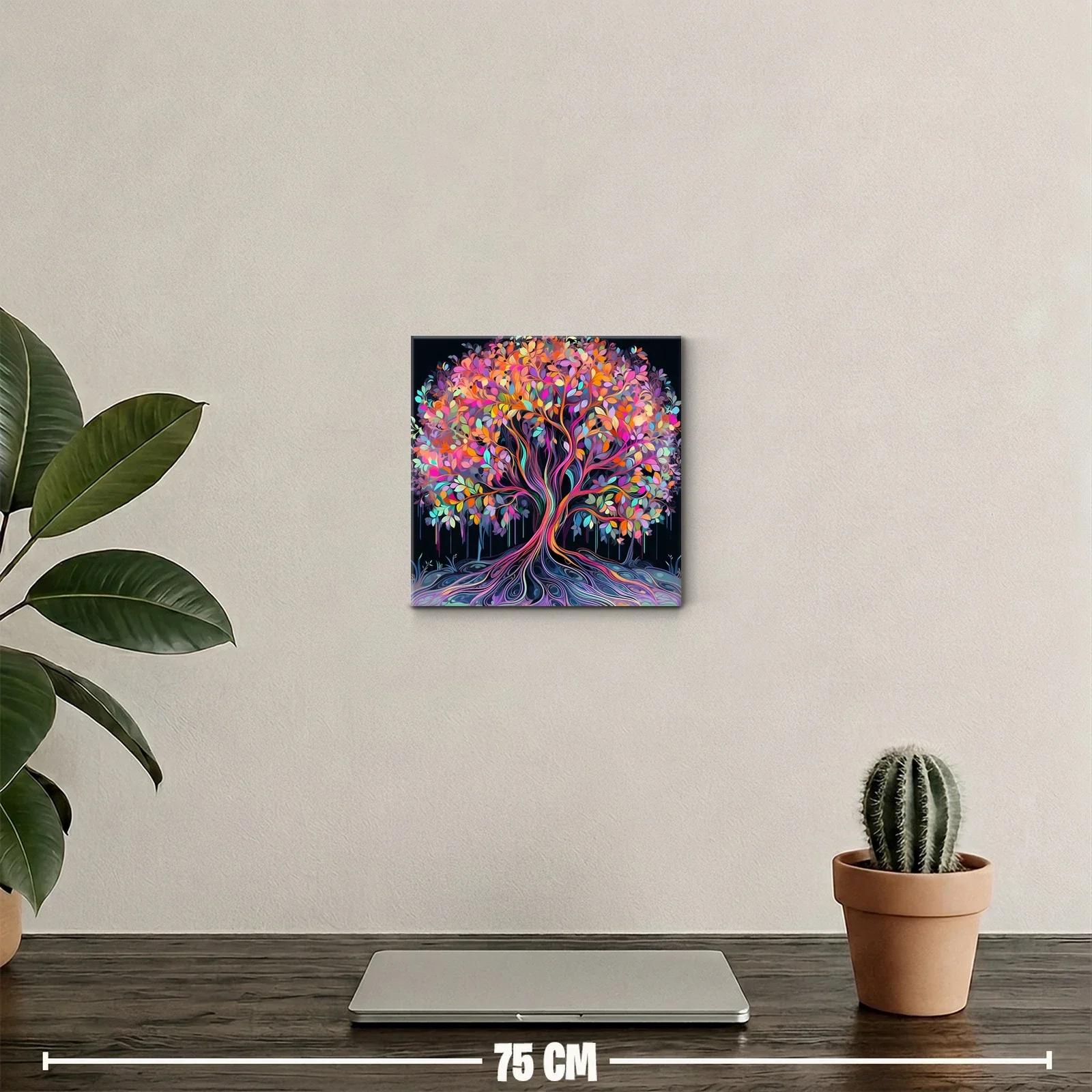 Árbol de colores vibrantes sobre fondo oscuro — miniatura 2