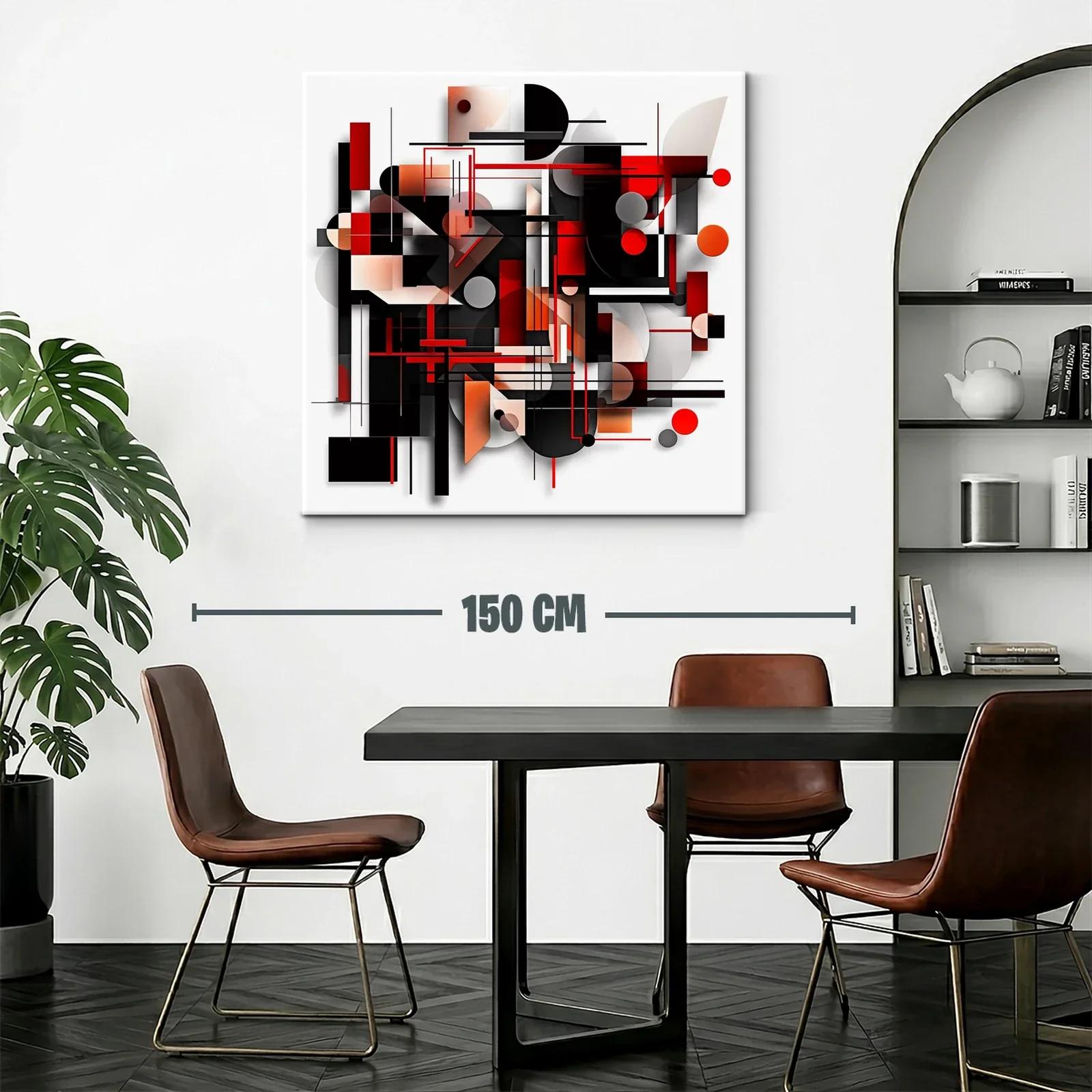 Composición geométrica abstracta en tonos rojo y negro — miniatura 2
