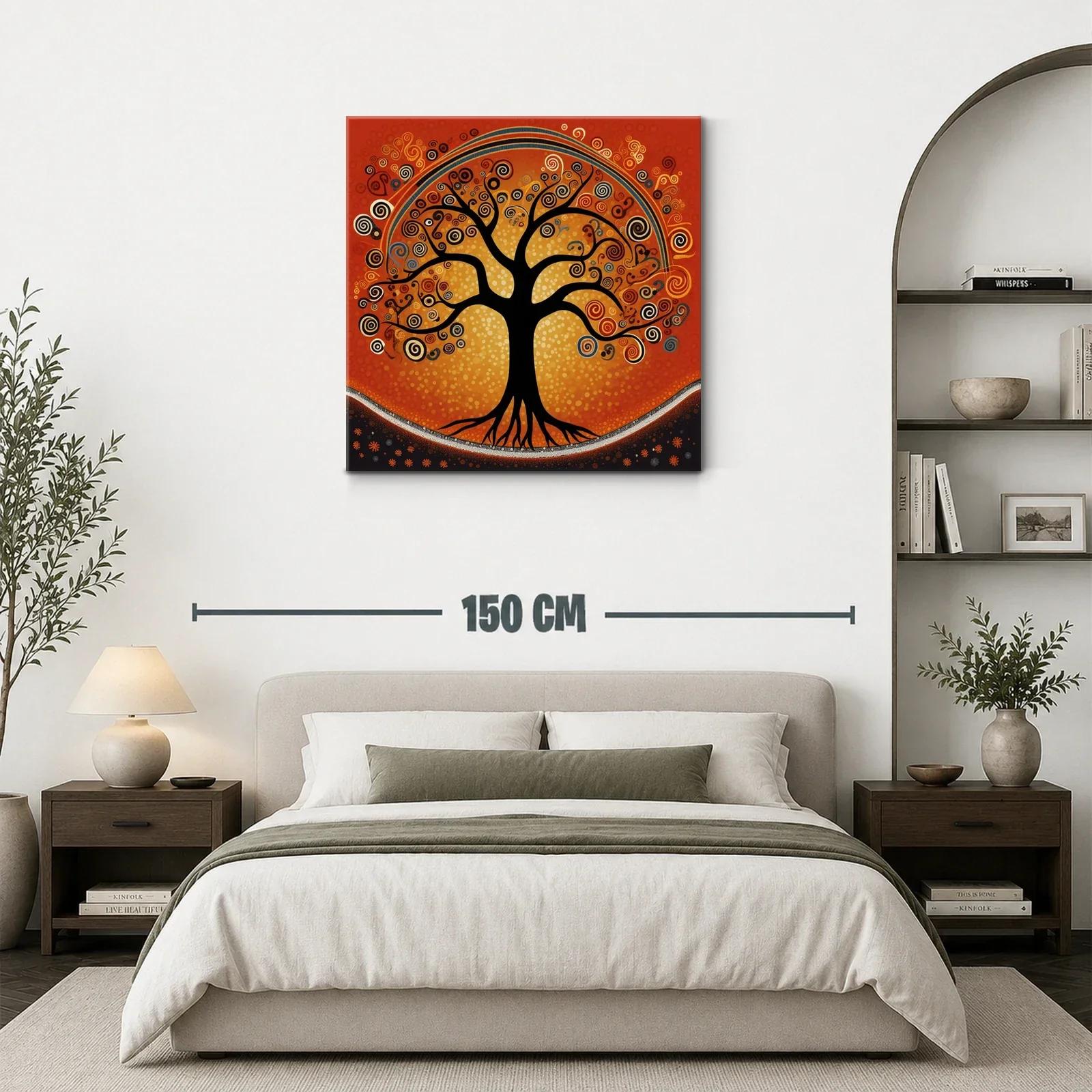 Árbol con espirales vibrantes en tonos cálidos y negros — miniatura 3