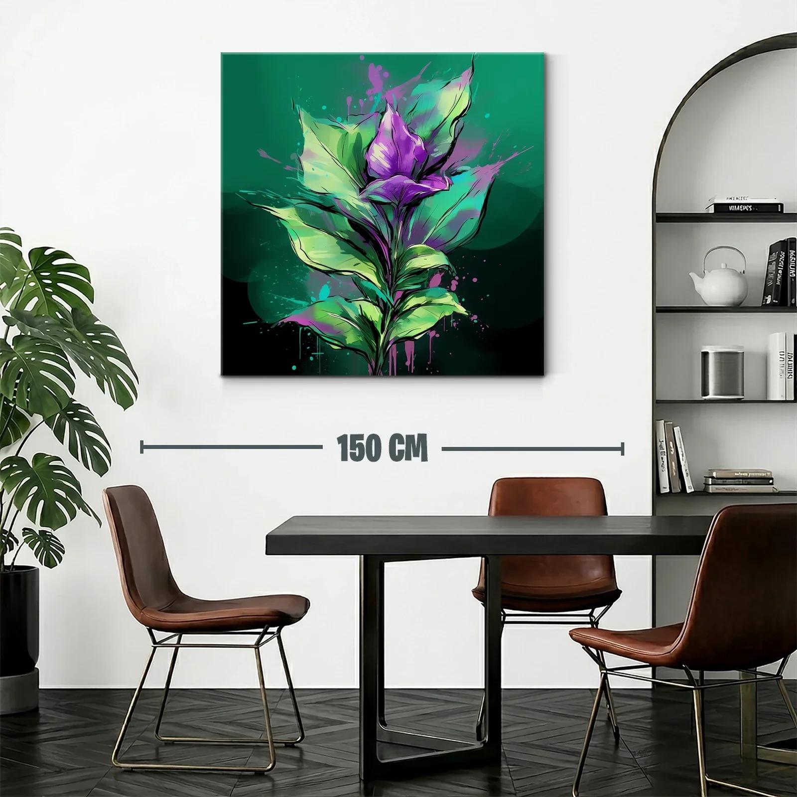Flores vibrantes en tonos verdes y púrpuras intensos — miniatura 2