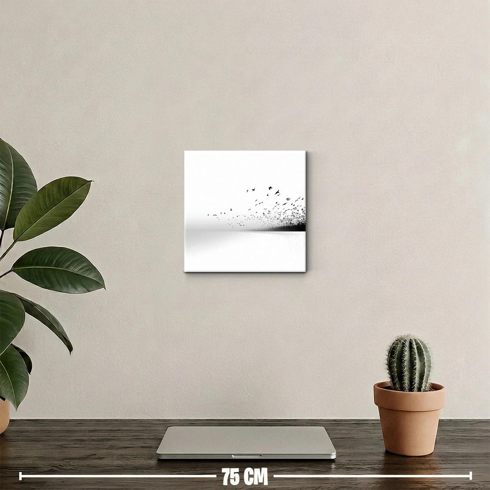 Cuadro moderno de aves en vuelo sobre fondo blanco minimalista — miniatura 2
