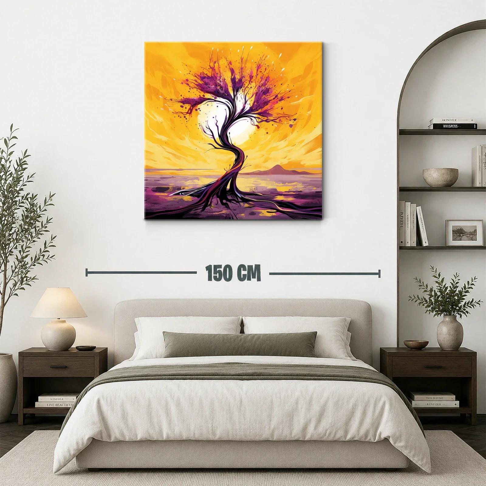Árbol abstracto en vibrantes tonos morados y amarillos — miniatura 3
