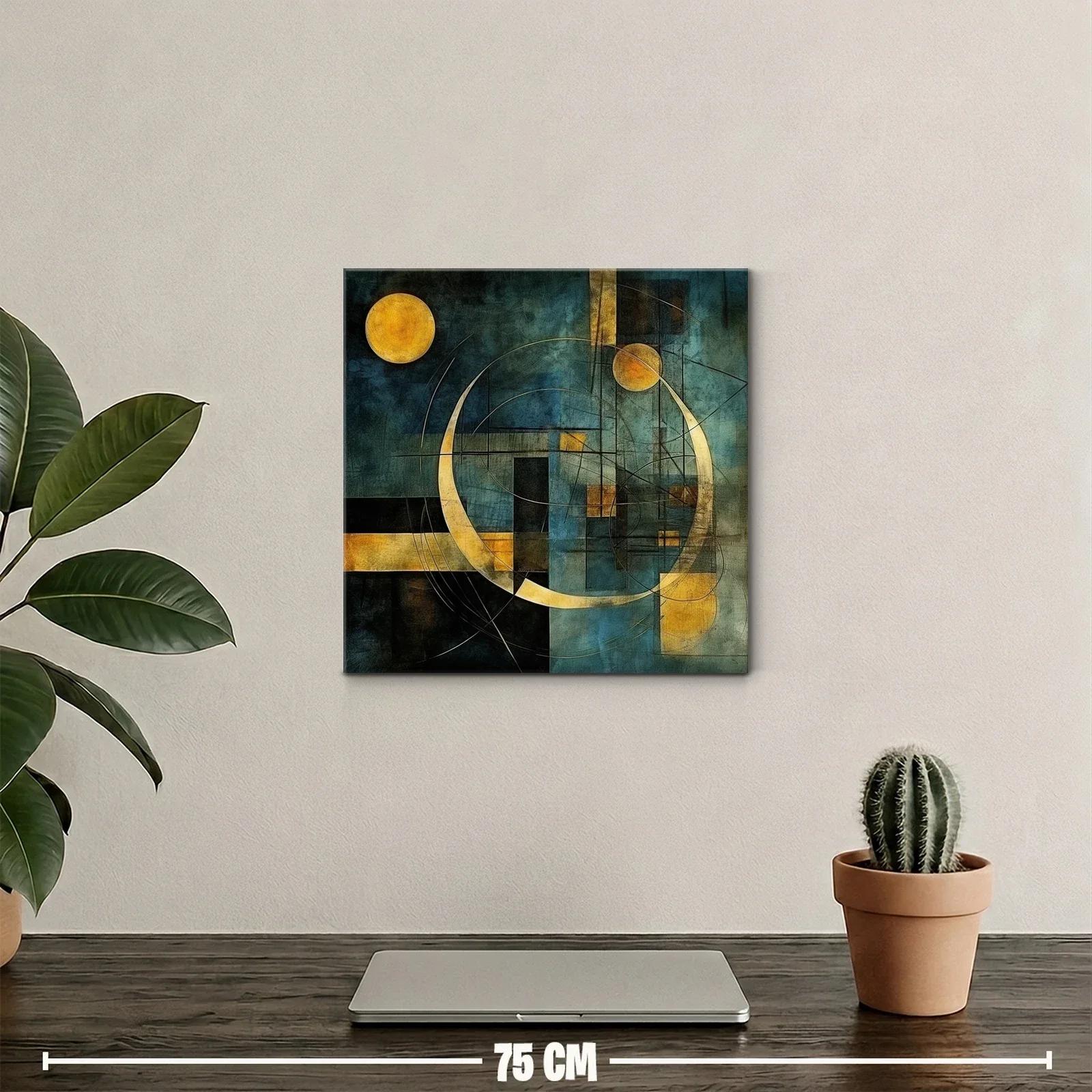 Composición geométrica con círculos dorados sobre fondo azul oscuro — miniatura 2
