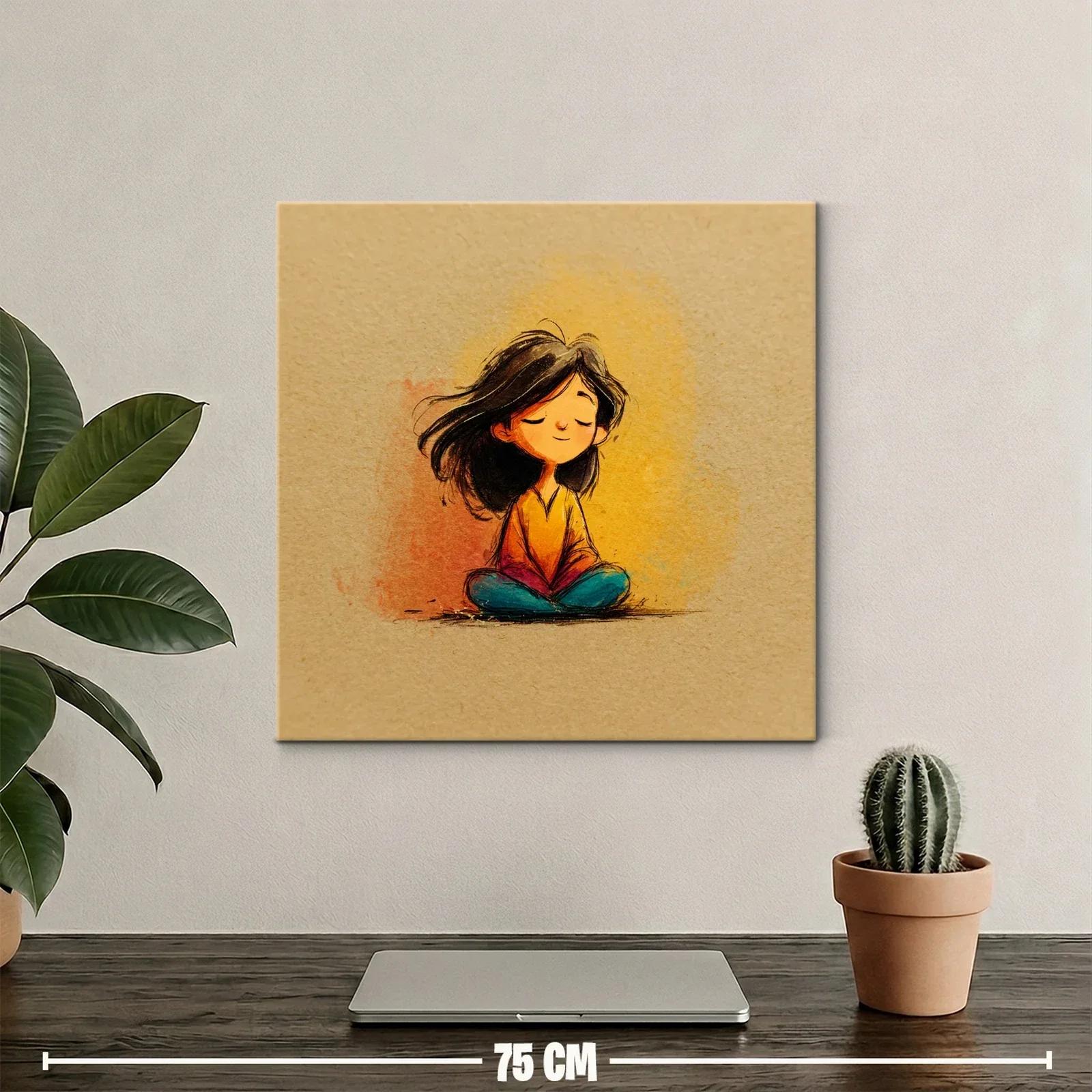 Ilustración de niña meditando con expresión serena — miniatura 2