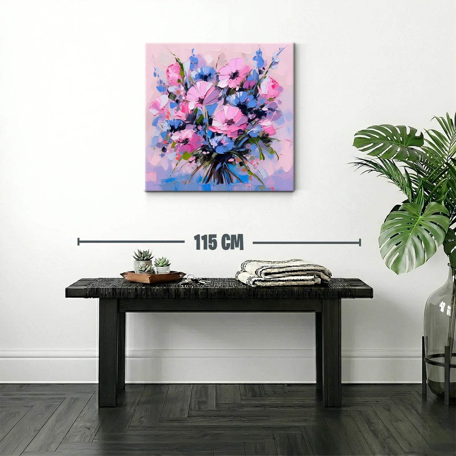 Ramo de flores en tonos rosas y azules vibrantes — miniatura 2