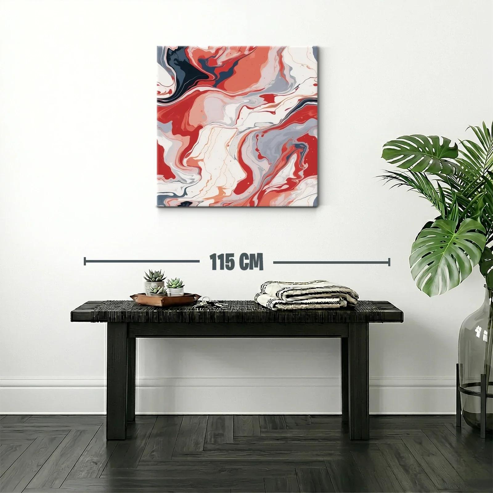 Cuadro abstracto con tonos rojos y grises fluidos — miniatura 2